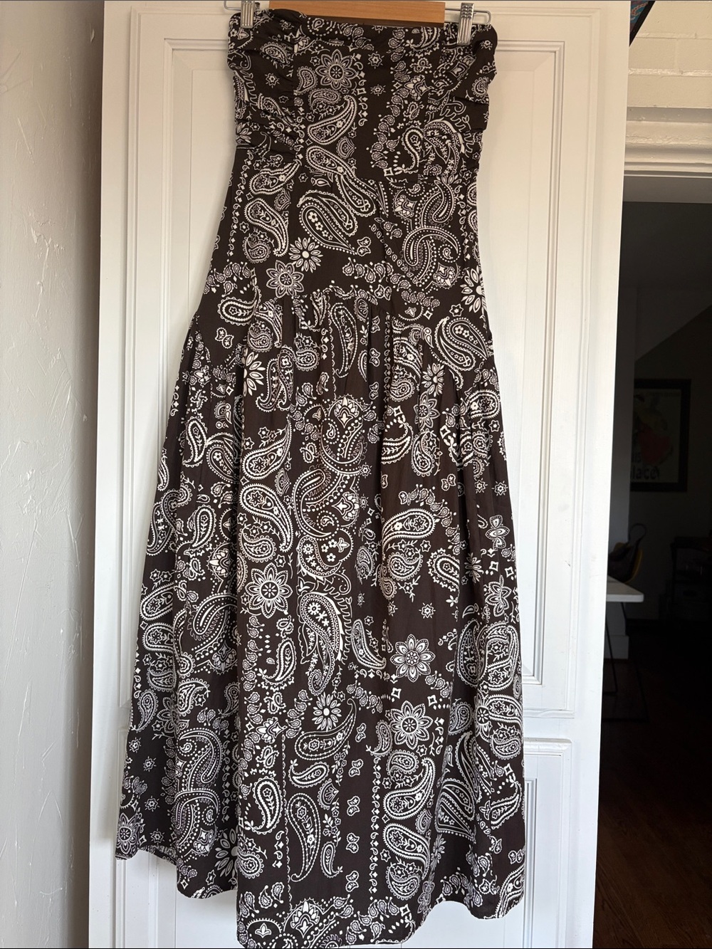 NWT Band of the Free Strapless Brown Paisley Maxi Dress - XS